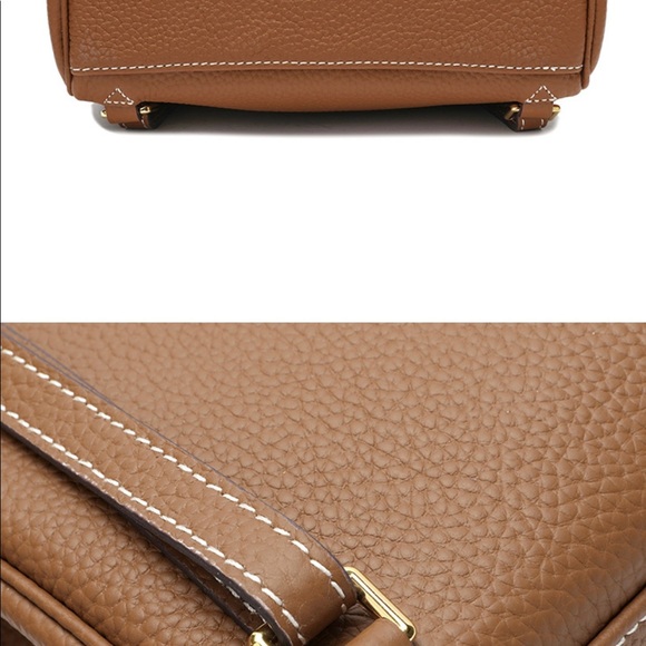 New Camel High Quality Genuine Leather Backpack Shoulder Bag Rucksack Travel - Picture 5 of 16